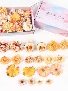 20pcs Fake Flower Head Set Plus Box Artificial Rose Daisy Flower Head For DIY Garland Flower Bouquet Wedding Crafts Bridal Party Shower Home Decoration Wedding Car Shoes Hat