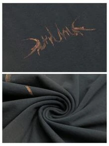 OVDY 1 pièce T-shirt à manches courtes col rond pour homme, style vintage lavé et délavé avec impression sérigraphique brossée à la main. Style streetwear outdoor années 2000