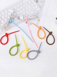 1pc Silicone Plug Holder, Black Self Adhesive Data Cable Fixer, Workspace Organizer For Table Wall - Black - View 10