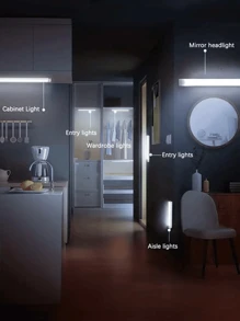 1 件 4 英寸/8 英寸/12 英寸/20 英寸 PC 橱柜下灯,现代磁性 USB LED 壁橱灯,适用于衣柜,LED 智能运动传感器夜灯,适用于橱柜、柜台、壁橱照明,可充电电池供电壁橱灯,适用于橱柜、壁橱、楼梯、走廊、架子 - 彩色 - 查看 9