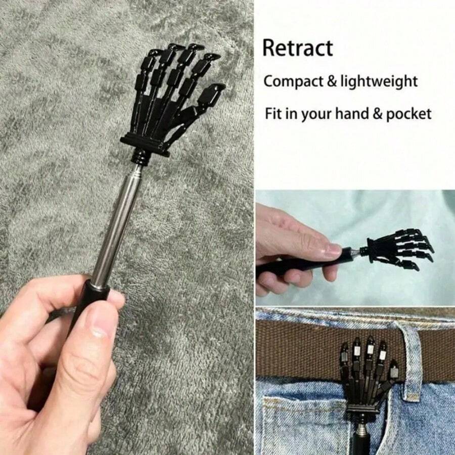 1pc Stainless Steel Retractable Back Scratcher, Non-Slip Rubber Handle, Portable Back Massager Tool, Elegant Gift For Men And Women