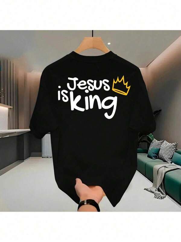 Camiseta Streetwear Masculina 100% Algodão Estampada Coroa Frente Jesus Is King Camisa Unissex Premium