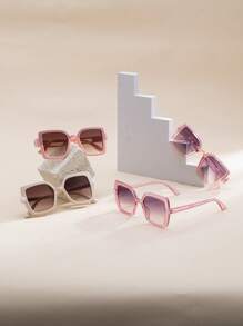 1副/4副 儿童几何方形仿珍珠透明时尚街头风眼镜 - 彩色 - 查看 10