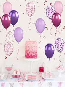 25pcs/5 Inch Mixed Color Latex Round Helium Balloons, Suitable For Wedding, Birthday, Graduation, Bridal Shower Decoration, Pink Purple Series - Pink and Purple Suit - View 3