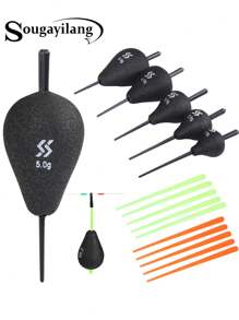 SOUGAYILANG 5pcs EVA Fishing Floats Set - Luminous, High Visibility For Night & Day Fishing, Includes 3 Color Tubes, Ideal For Freshwater & Saltwater - Black - View 1