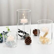 Transparent Glass Candlestick Home Oil Lamp Windproof Candle Holders Cup Cover Table Decor Restaurant Hotel Dining Decorations - L - View 2