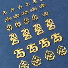 28/48Pcs Alloy Enamel Pendants, Rack Plating Alloy Pendants, Number 2025 Charms, Mixed Color - 2025 - View 15