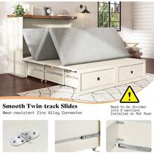 Full/Queen Murphy Cabinet Bed With Charging Station, Modern Hideaway Foldable Platform Bed With Large Storage Drawer, Ideal Space-Saving Bed For Home Office Or Small Rooms, Distressed White - Xem 7
