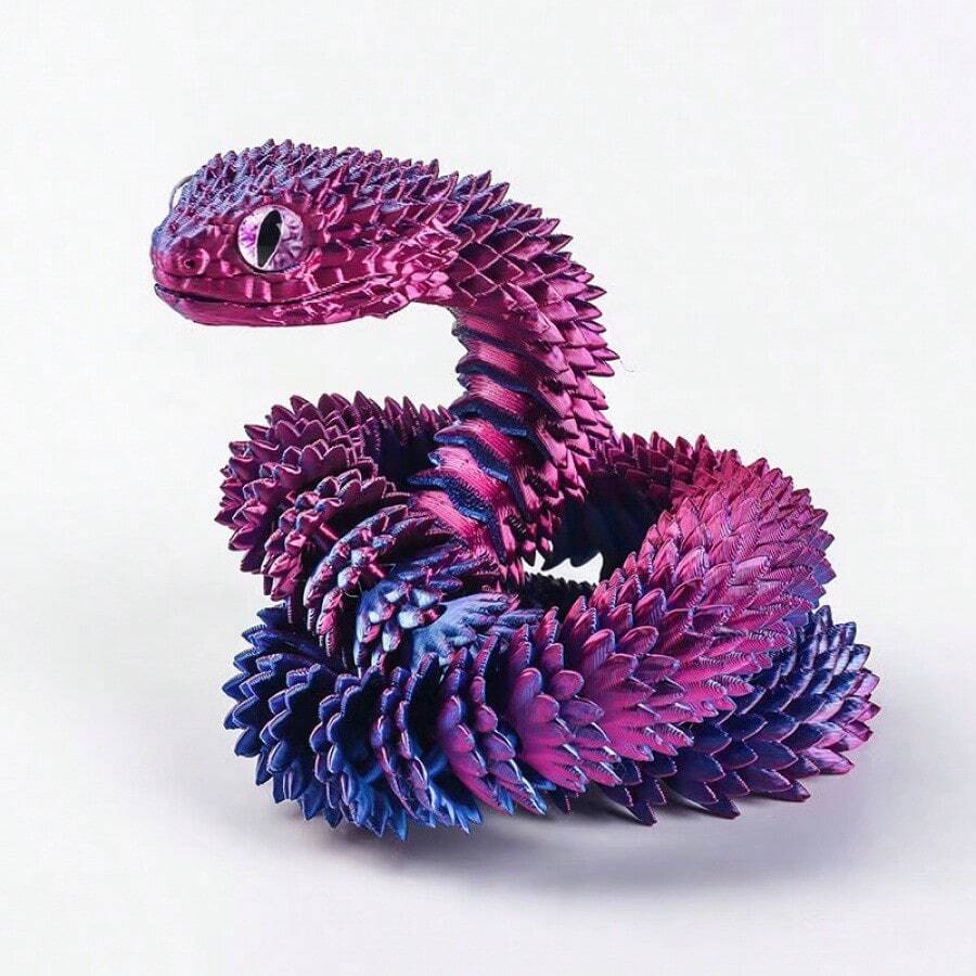3D Printed Viper Figurine Trending 2025 Year Of The Snake Handicraft