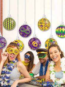 16pcs Mardi Gras Decoration Tags, Party Hanging Ornaments For Mardi Gras Festival Atmosphere - Multicolor - View 4