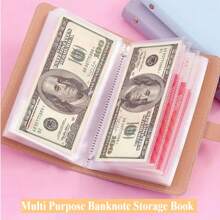 1 本 PU 皮革纸币收纳簿，可容纳多达 100 张纸币，适用于存放纸币、照片、邮票、卡片、信用卡、大容量现金收纳簿、生日/节日礼物。