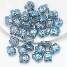 30 piezas/Paquete Cuentas con cabeza de conejo de vidrio enchapado de 10*12mm con agujero, material de manualidades para pendientes/collares/encantos/llaveros/cadenas de teléfono