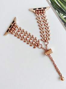 不锈钢小麦设计表带兼容 Apple Watch Series Ultra/Ultra 2/10/9/8/7/6/SE/5/4/3/2/1，适合所有尺寸 49mm、46mm、45mm、44mm、42mm、41mm、40mm、38mm，长度可调