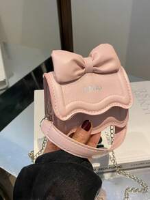 1pc Mini Girl Messenger Bag, Bow Bag, Bag Net Celebrity New Messenger Bag Cute Bow Shoulder Bag Versatile Princess Coin Purse, Childlike Cute, Daily Matching, Suitable For Shopping, Travel Daily Use.