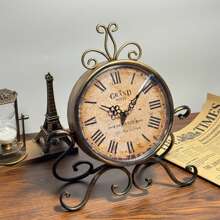 1pc Vintage Style Silent Decorative Wall Clock For Living Room & Bedroom, Battery Operated Rustic Fireplace Clock With Roman Numerals Gifts Birthday Graduation