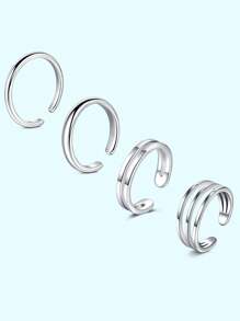 4Pcs Stainless Steel Toe Rings For Women Adjustable Toe Ring Set Simple Cute Thin Band Beach Summer Foot Jewelry Golden Silvery Rose Golden