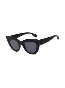 1 pieza Gafas de sol de moda para mujer con montura de plástico gruesa estilo ojo de gato, retro sexy, casual, clásica, simple, estilo hip hop, uso diario o deportes al aire libre