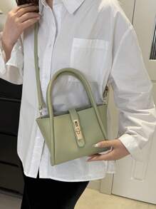 Bolso de mano versátil para madre de unicolor de moda en PU con bolsita pequeña para monedas