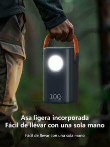 Batería externa portátil de 60000mAh para exteriores, batería portátil de gran capacidad y diseño moderno, carga rápida de 100W, compatible con laptops y teléfonos, función de iluminación LED - Negro - Ver 4