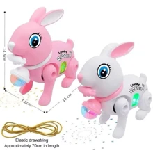 Brinquedo Coelho Que Anda De Verdade Com Luz E Som - Multicolorido - Visão 6