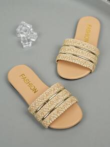 女童户外拖鞋夏季新款圆头装饰设计防滑时尚大方儿童平底拖鞋