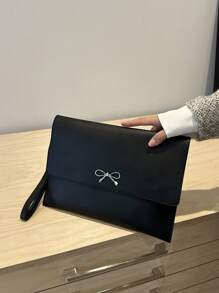 Fashionable Solid Color Simple Bow Decoration Envelope Flip Handbag, Suitable For Shopping, Wallets, Shopping, Young Women, College Students, Newcomers And White-Collar Workers. They Are Very Suitable For Offices, Universities, Work, Business, Commuting, Outdoor Activities, Travel, And Outings