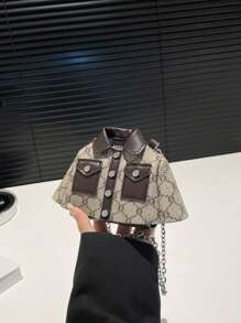 1pc Fashion Design, Comfortable Strap, Quality Fabric, Elegant MINI New Product, Vintage Color Matching, Fashionable, Personal, Contrast Color, Popular, Stylish, Texture, Versatile, Funny, Creative Dress Bag With Chain, Niche