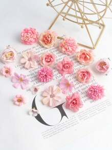 20pcs Fake Flower Head Set Plus Box Artificial Rose Daisy Flower Head For DIY Garland Flower Bouquet Wedding Crafts Bridal Party Shower Home Decoration Wedding Car Shoes Hat