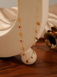 1 件简约方形不锈钢水晶立方氧化锆项链，时尚珠宝套装，适合日常佩戴独特女性礼物