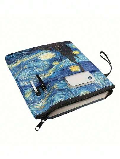 Funda de libro con estampado de "La Noche Estrellada" de Vincent Van Gogh en lienzo - Funda de libro lavable de diseño artístico para cubrir libros duros | Ideal para estudiantes y amantes de los libros, de vuelta a la escuela, útiles escolares