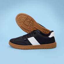 ANDREA Ferrato Brand Casual Tennis Shoes Sneaker For Men Urban Design Brown Sole With Laces Black Color - 黑色 - 查看 6