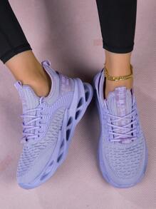 Women's Sneakers With Letter Pattern, Shock Absorbing Design, Lightweight, Non-Slip, Front Lace-Up Casual Running Shoes Suitable For Daily Fitness, Comfortable Mesh Casual Loafers