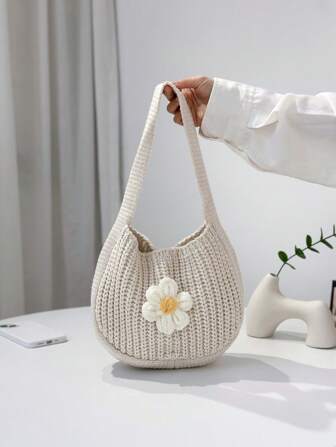 ENBEI Nuevo bolso de mujer multifuncional de moda de otoño, bolso de hombro de ganchillo, bolso de Navidad, bolso de mujer, bolsos para mujer, elegante bolso de mujer, bolsos para mujer, bolso blanco, adecuado para uso diario, compras, combinar con ropa y ocasiones de vacaciones, playa, viajes, vuelta al colegio, uso diario, regalos de Navidad, bolsas de regalo de temporada de bodas