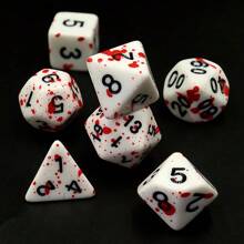 7pcs Acrylic Multi-Faceted Dice With Number Designs, 3 Colors With Red Dotted Pattern