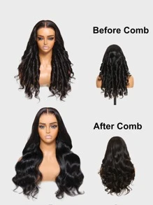 100%真人发假发，告别打结，水波纹，7x5英寸蕾丝闭合假发，透明蕾丝，预漂白，预拔毛，预剪蕾丝前假发，真发，无需胶水，佩戴方便，女士假发，Unice Hair - SNatural - 查看 7