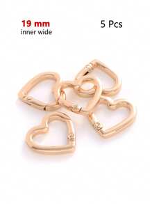 Metal Heart Shape Spring Clasps Openable Carabiner Keychain Bag Hook Dog Chain Buckles Accessories - Gold - View 1