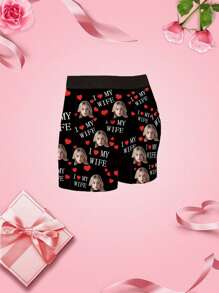 1PC Customized Human Face Underwear Personalized Men's Underwear Norollwaistband Shorts Customized Photo Customized Human Face Portrait Printed Men's Underwear Boxer Shorts