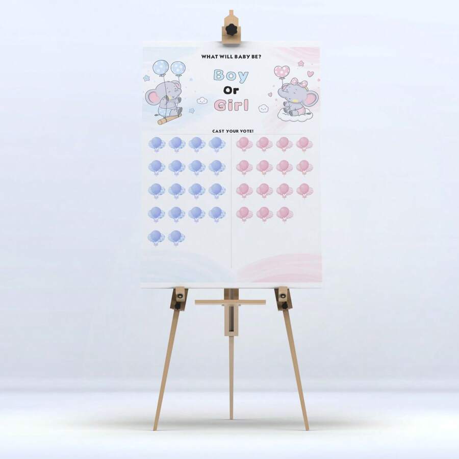 1 套性别揭示婴儿送礼会游戏卡，生日派对用品 - 彩色 - 查看 1
