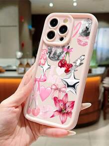 1pc High-Quality Pink Bow Pinkmas Series Soft Shockproof Phone Case Compatible With Iphone 16 Pro Max/16/16 Pro/15 Pro Max/15 Pro/15/14 Pro Max/14 Pro/14/13 Pro/13/12 Pro/12/11, Suitable For Teenage Girls