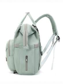 1 件纯色妈妈背包，大容量尿布包，时尚便携，适合旅行，背面有 7 星口袋，适合妈妈和孕妇