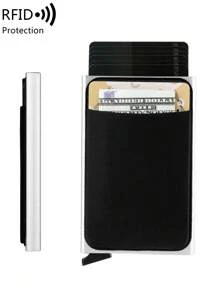 MIYIN Fashionable Ultra-Thin Aluminum Alloy Card Holder/Wallet, Unisex, Minimalist Solid Color Automatic Pop-Up Design, With Cash Compartment, Can Hold Credit Cards, ID Cards, Etc., Lightweight And Portable, Ideal Birthday Gift For Dad, Husband, Lover, Boyfriend, Also Suitable For Valentine's Day, Anniversary, Father's Day, Etc. Black Accessory, Men's Wallet/Mini Wallet/Card Holder. - Silver - View 9