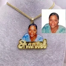 Gepersonaliseerde gepersonaliseerde acryl naam/afbeelding hanger ketting, vrouwen sieraden geheugen ketting met vrouwelijke/mannelijke portret aangepaste naam hanger, gepersonaliseerde foto geheugen cadeau, roestvrij staal gouden hondenpenning sieraden, kerstcadeau