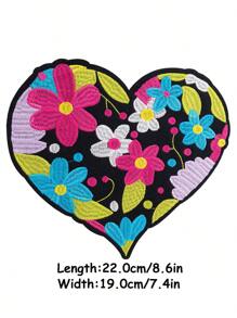 1 pièce Patch en forme de fleur en forme de cœur rouge, appliqué de broderie en polyester, pour tous les vêtements, chaussures et accessoires DIY