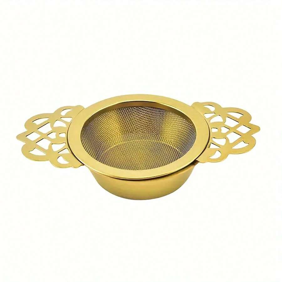 2pcs/Set Stainless Steel Tea Infuser With Drip Tray, Loose Leaf Tea Strainer, Tea Filter Bowl, Fine Mesh Tea Infuser, Suitable For Loose Tea, Ideal For Restaurant, Office, Home And Dorm, Convenient And Clean - Multicolor - View 1