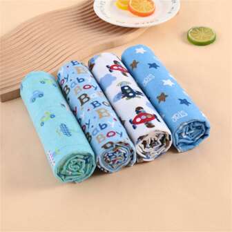 4pcs Comfortable Baby Swaddle Blankets, Newborn Cute Wraps