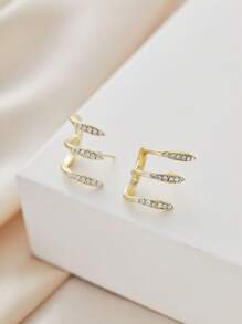 2pairs/set Rhinestone Decor Stud Earrings - Silver - View 6