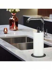 1pc Stainless Steel Kitchen Roll Paper Towel Holder Bathroom Tissue Stand,With Non-Slip Weight Base, Suitable For Kitchen And Bathroom