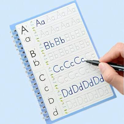 1 libro de 16 páginas cuaderno inglés de caligrafía, práctica de letras inglesas, aprendizaje de fuentes de copia y ejercicios de escritura en inglés, útiles escolares, de vuelta a la escuela