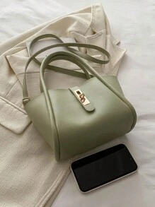 Bolso de mano versátil para madre de unicolor de moda en PU con bolsita pequeña para monedas