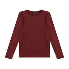 Thermal Blouse Long Sleeve Flannel Plush Winter Second Skin - 酒紅色 - 查看 5